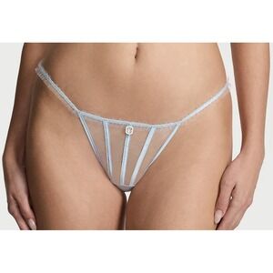 NWT Victoria's Secret Dream Angels Glitter Tulle Thong Sz S - Light Blue
